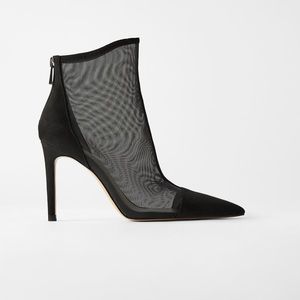 Zara Mesh Ankle Boots Black